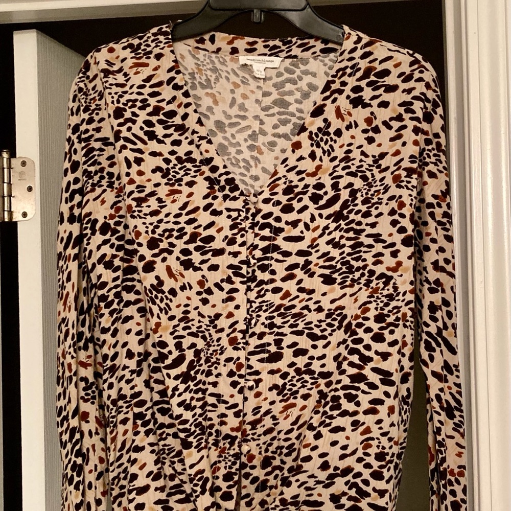 🎉Leopard print,tie-front Top-Medium